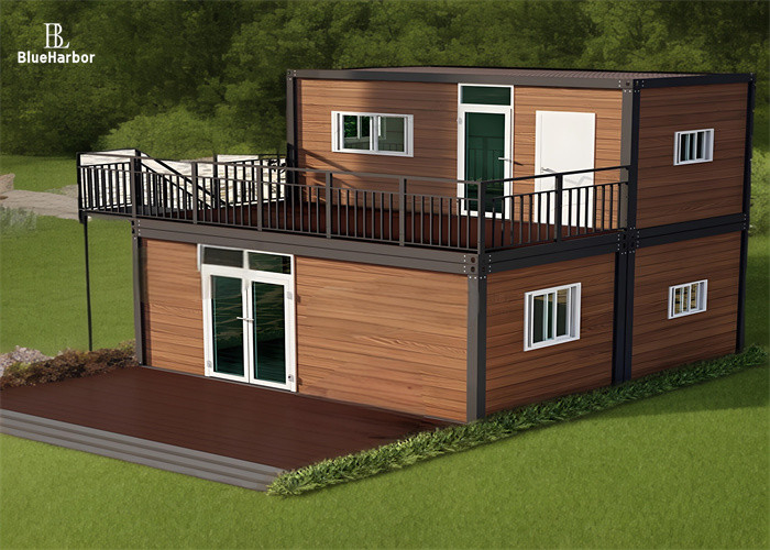 Woonruimte 2 verdiepingen Modulaire huizen met terras Zonkamer Kleur optioneel